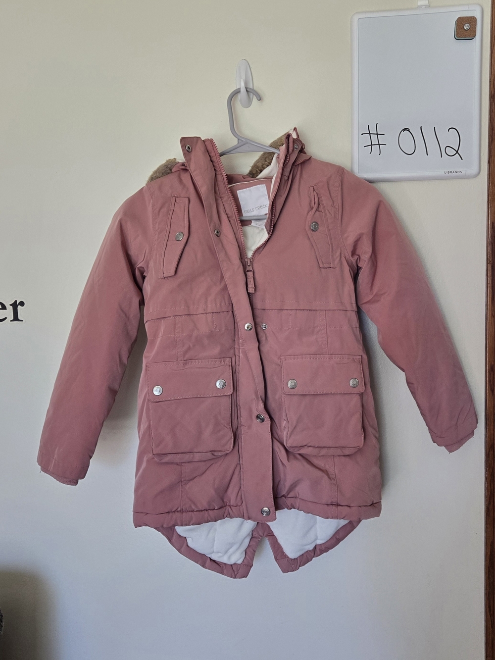 Falls Creek M (7/8) Girls Dusty Rose Hooded Puffer Coat #0112